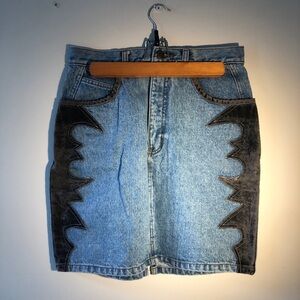 Dolls Kill Denim and Black Mini Skirt
